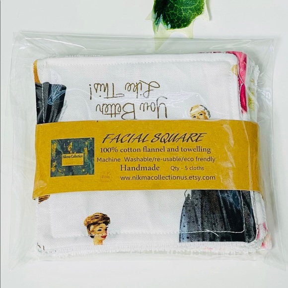5 pc Cotton Reusable Makeup Remover Pads Wipes Washable Facial square Handmade4” - Picture 7 of 8